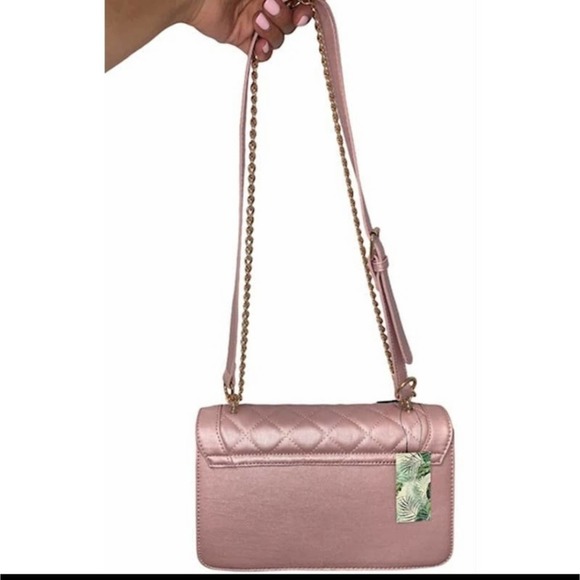 NWT BADGLEY MISCHKA PINK/GOLD QUILTED CROSSBODY BAG - Picture 8 of 8